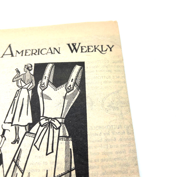 American Weekly Vintage Mail Order Pattern #3889 Apron or Sundrress Size 14 - Picture 3 of 6